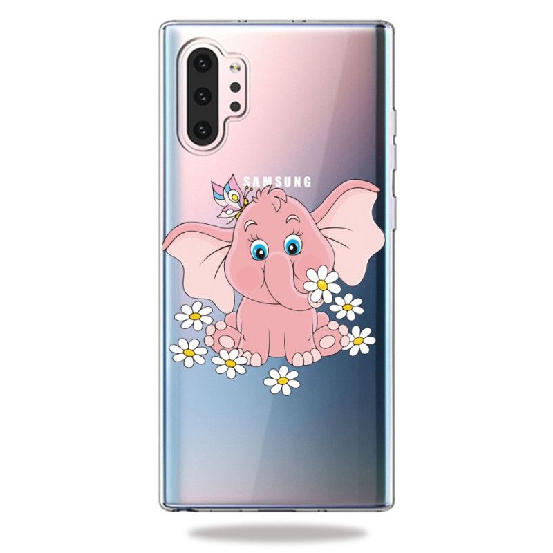 Coque Samsung Galaxy Note 10 Plus Transparente Éléphant Rose