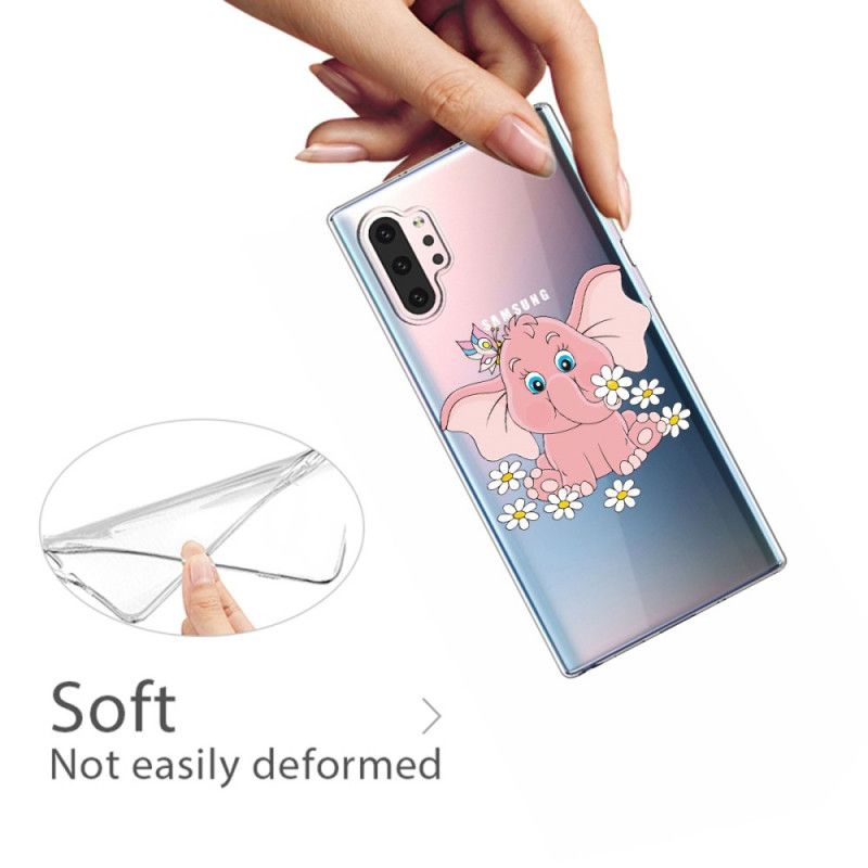 Coque Samsung Galaxy Note 10 Plus Transparente Éléphant Rose