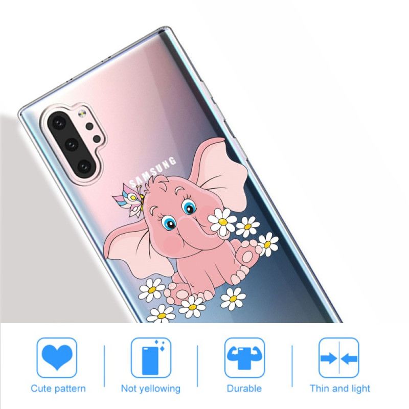 Coque Samsung Galaxy Note 10 Plus Transparente Éléphant Rose