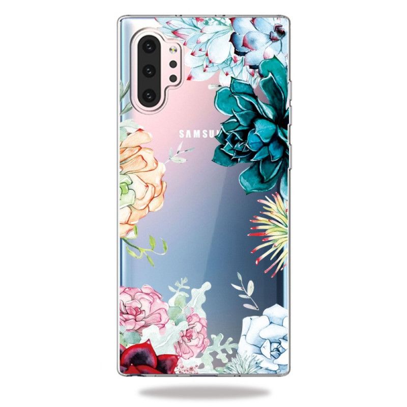 Coque Samsung Galaxy Note 10 Plus Transparente Fleurs Aquarelle