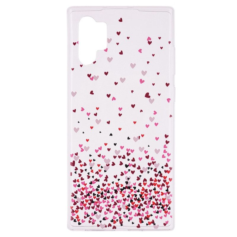 Coque Samsung Galaxy Note 10 Plus Transparente Multiples Coeurs Rouges