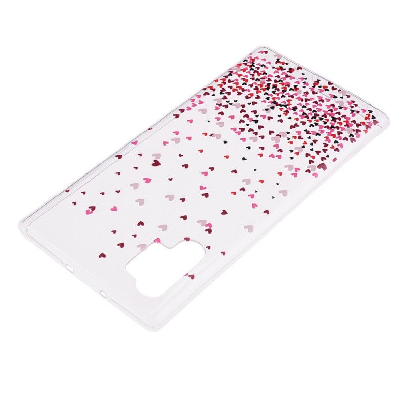 Coque Samsung Galaxy Note 10 Plus Transparente Multiples Coeurs Rouges