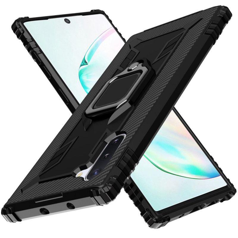 Coque Samsung Galaxy Note 10 Ring Et Fibre Carbone