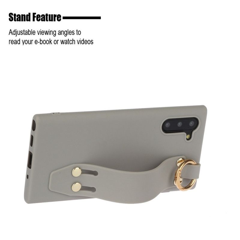 Coque Samsung Galaxy Note 10 Silicone Avec Sangle Support