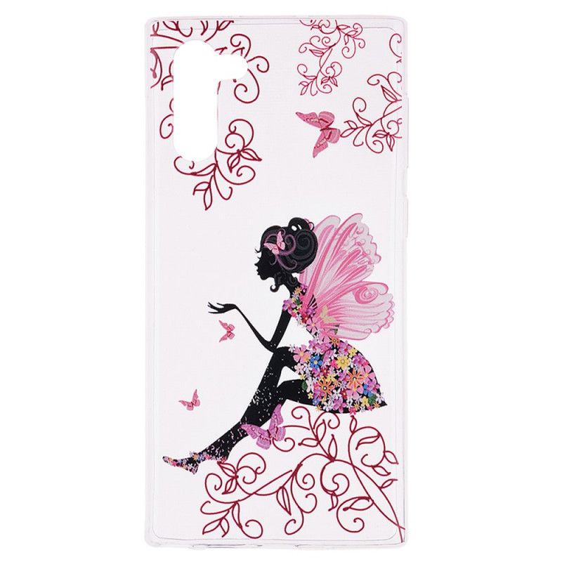 Coque Samsung Galaxy Note 10 Transparente Fée Fleurie