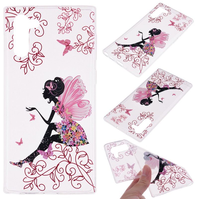 Coque Samsung Galaxy Note 10 Transparente Fée Fleurie