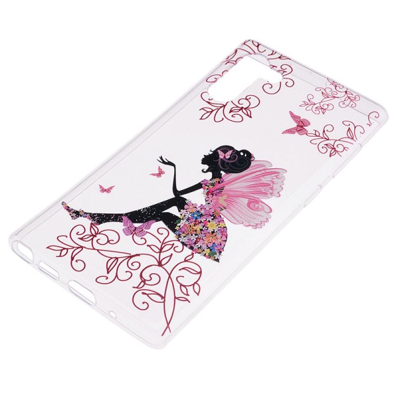 Coque Samsung Galaxy Note 10 Transparente Fée Fleurie