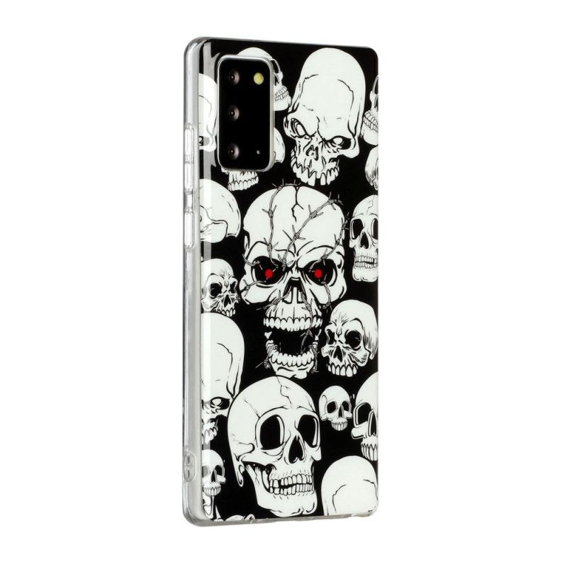 Coque Samsung Galaxy Note 20 Attention Têtes De Morts Fluorescente