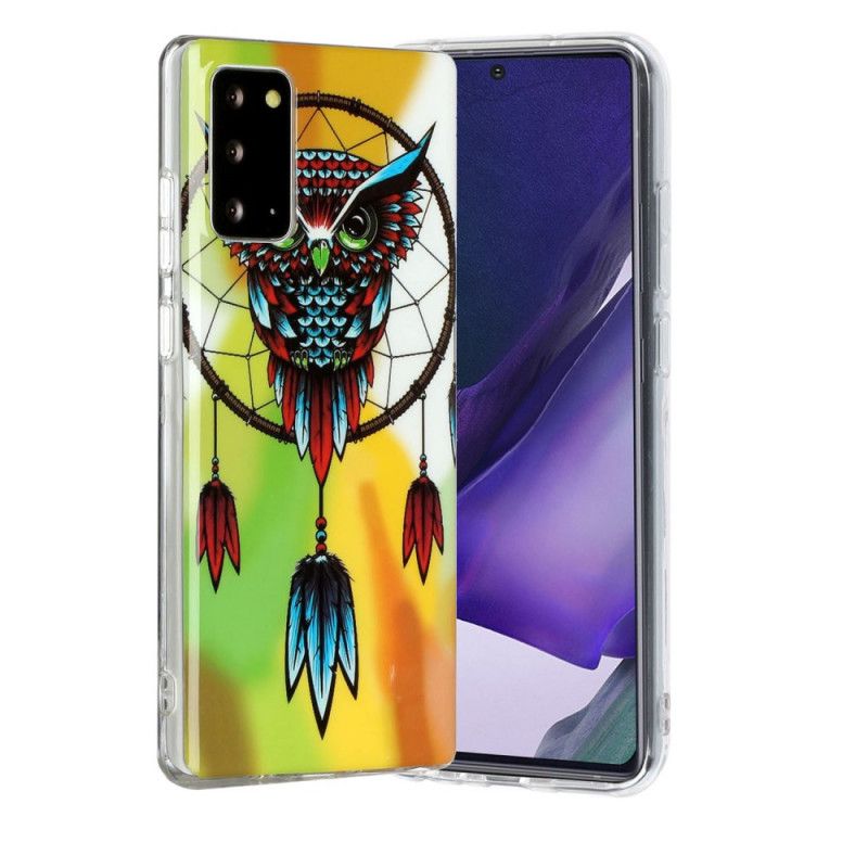 Coque Samsung Galaxy Note 20 Attrape Rêves Hibou Fluorescente