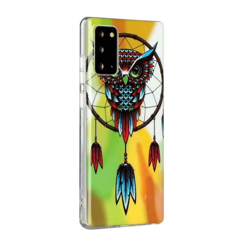 Coque Samsung Galaxy Note 20 Attrape Rêves Hibou Fluorescente