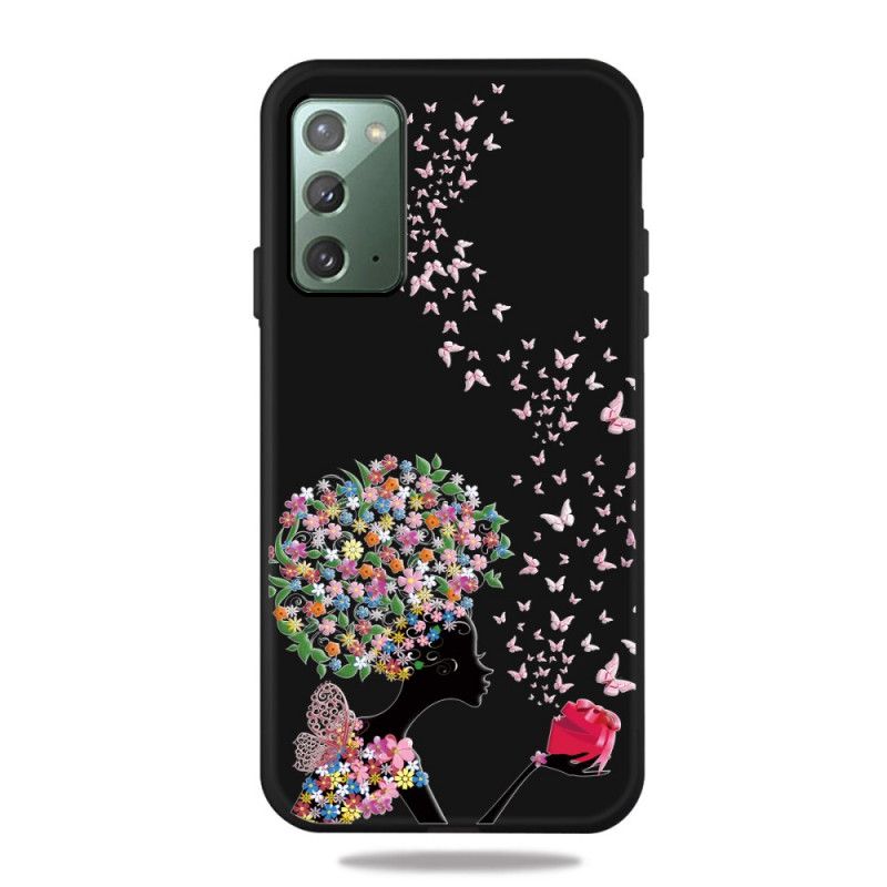 Coque Samsung Galaxy Note 20 Femme À La Tête Fleurie