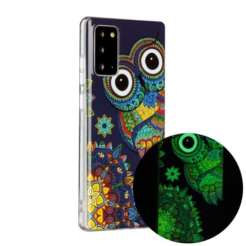 Coque Samsung Galaxy Note 20 Hibou Mandala Fluorescente