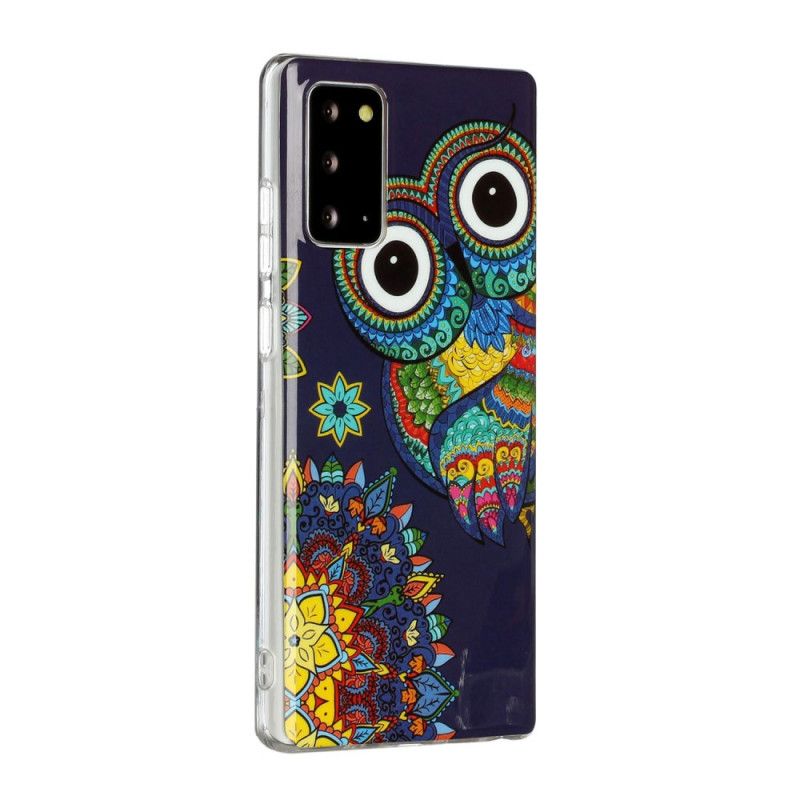 Coque Samsung Galaxy Note 20 Hibou Mandala Fluorescente