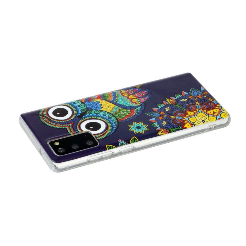 Coque Samsung Galaxy Note 20 Hibou Mandala Fluorescente