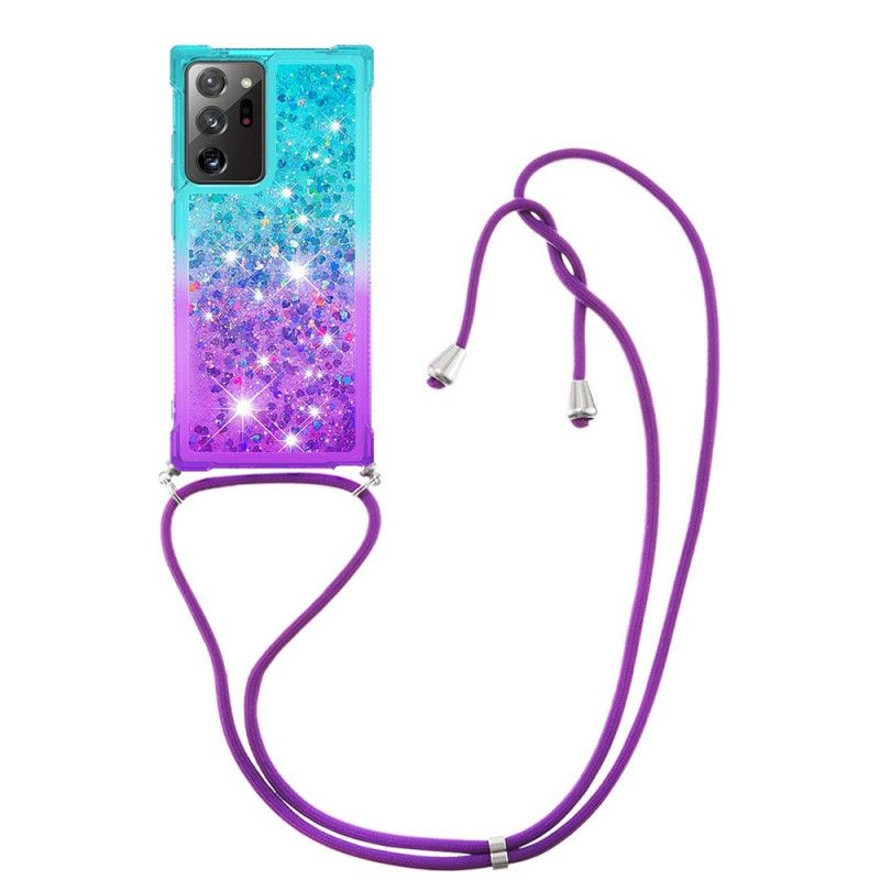 Coque Samsung Galaxy Note 20 Silicone Paillettes Et Cordon