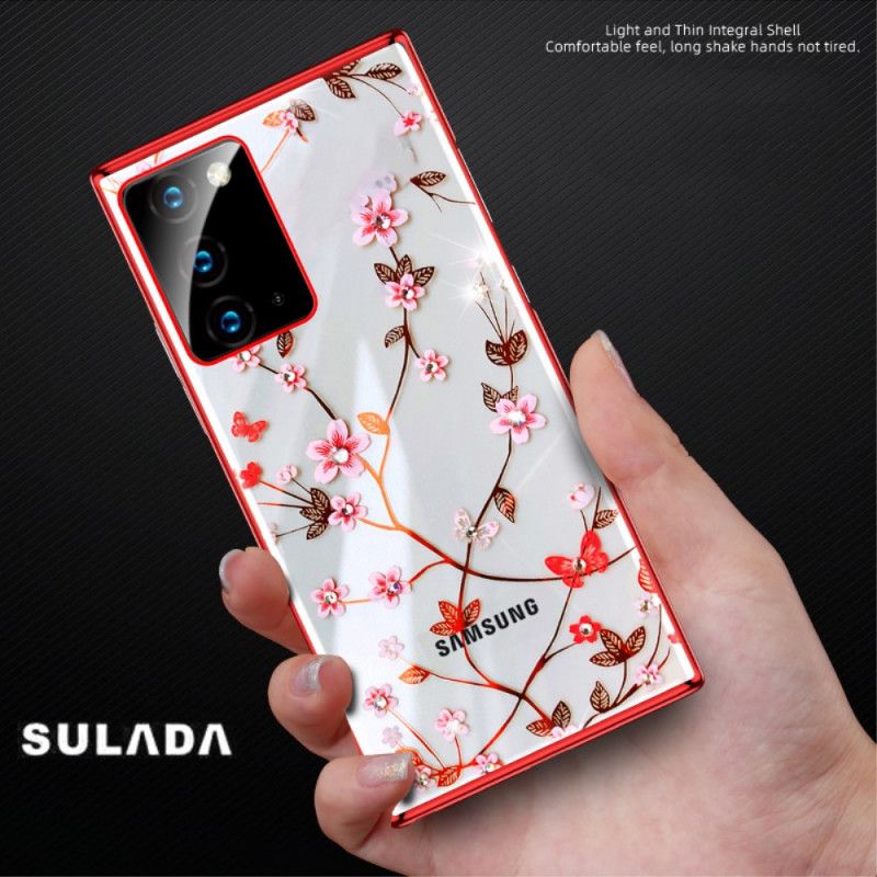 Coque Samsung Galaxy Note 20 Sulada Fleurs Et Effet Métal