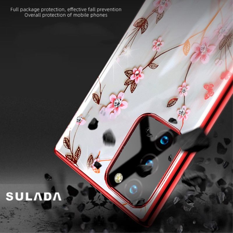 Coque Samsung Galaxy Note 20 Sulada Fleurs Et Effet Métal