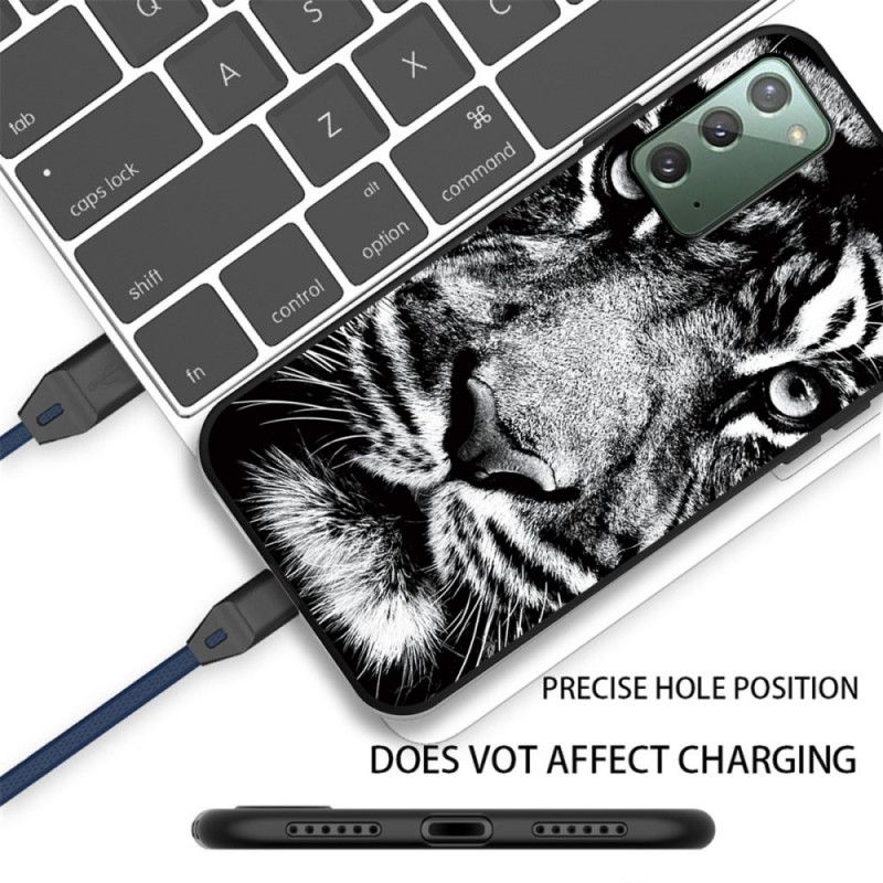 Coque Samsung Galaxy Note 20 Tigre Noir Et Blanc