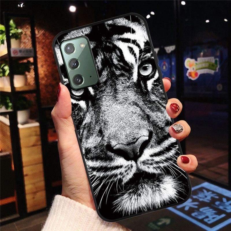 Coque Samsung Galaxy Note 20 Tigre Noir Et Blanc