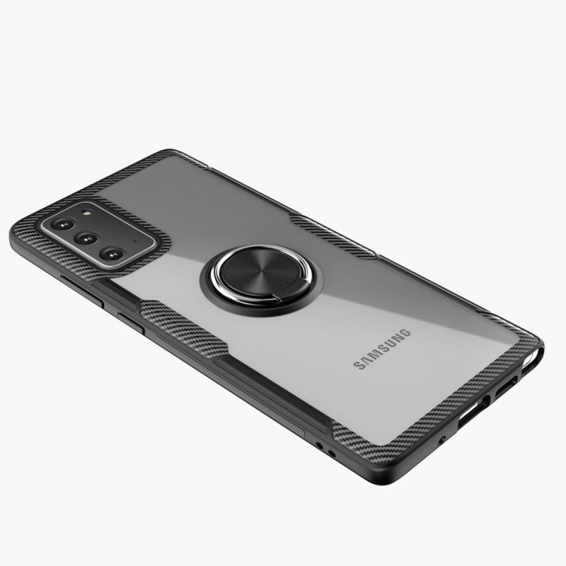 Coque Samsung Galaxy Note 20 Transparente Ring Et Carbone