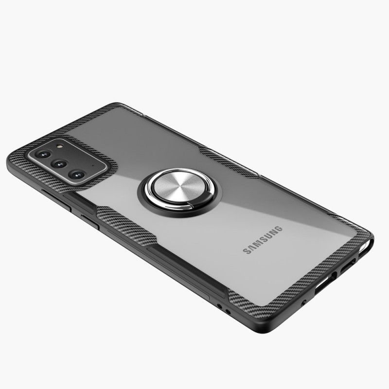 Coque Samsung Galaxy Note 20 Transparente Ring Et Carbone
