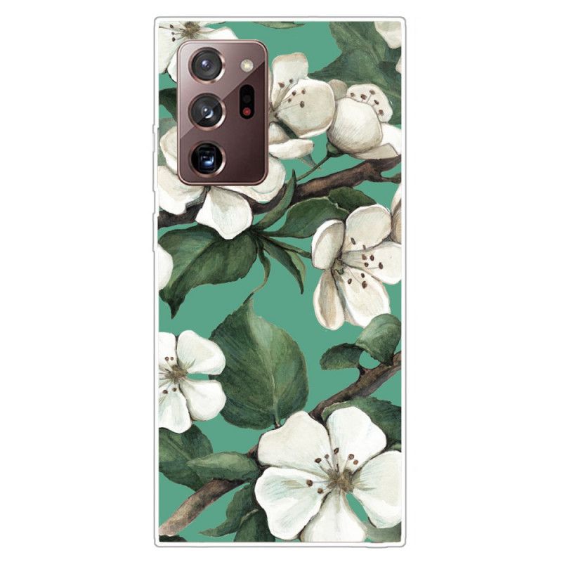 Coque Samsung Galaxy Note 20 Ultra Fleurs Blanches Peintes