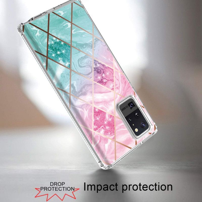 Coque Samsung Galaxy Note 20 Ultra Marbre Paillettes En Carreaux