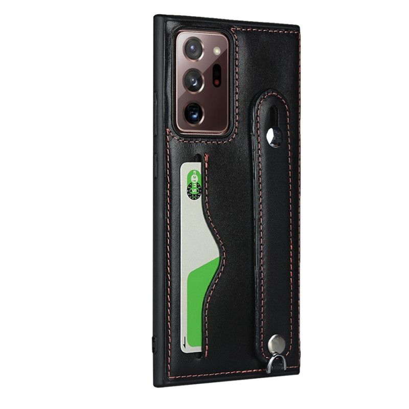 Coque Samsung Galaxy Note 20 Ultra Véritable Cuir Sangle Porte-carte