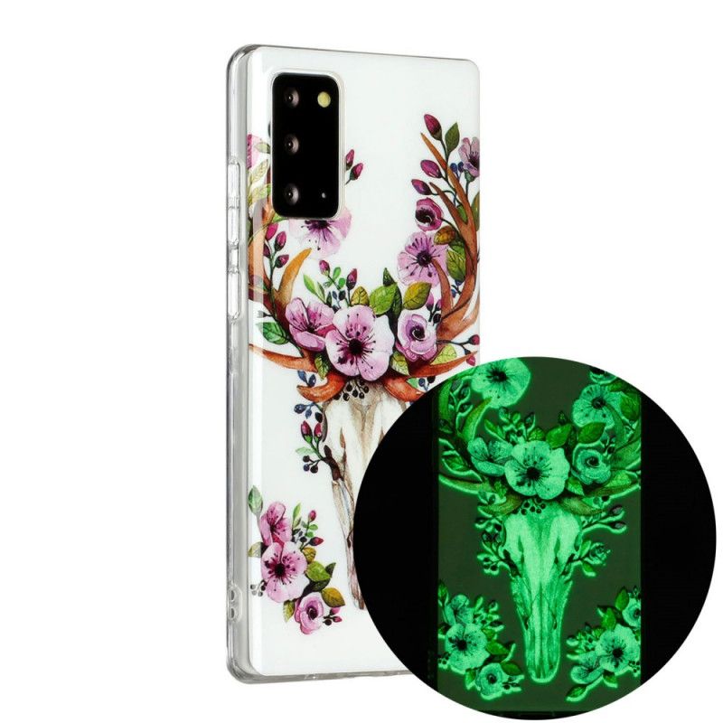 Coque Samsung Galaxy Note 20 Wapiti Fleuri Fluorescente