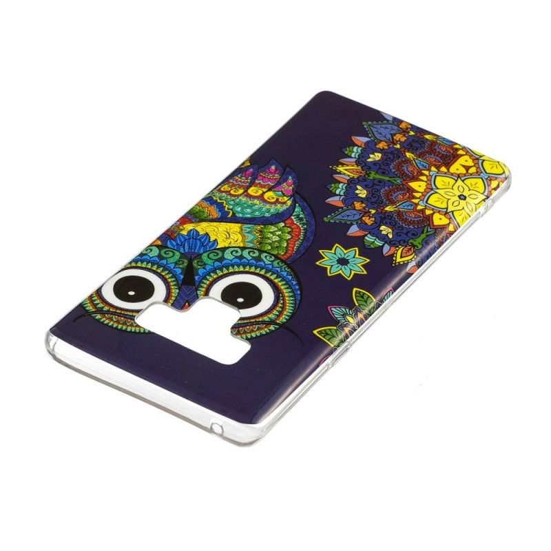 Coque Samsung Galaxy Note 9 Hibou Mandala Fluorescente