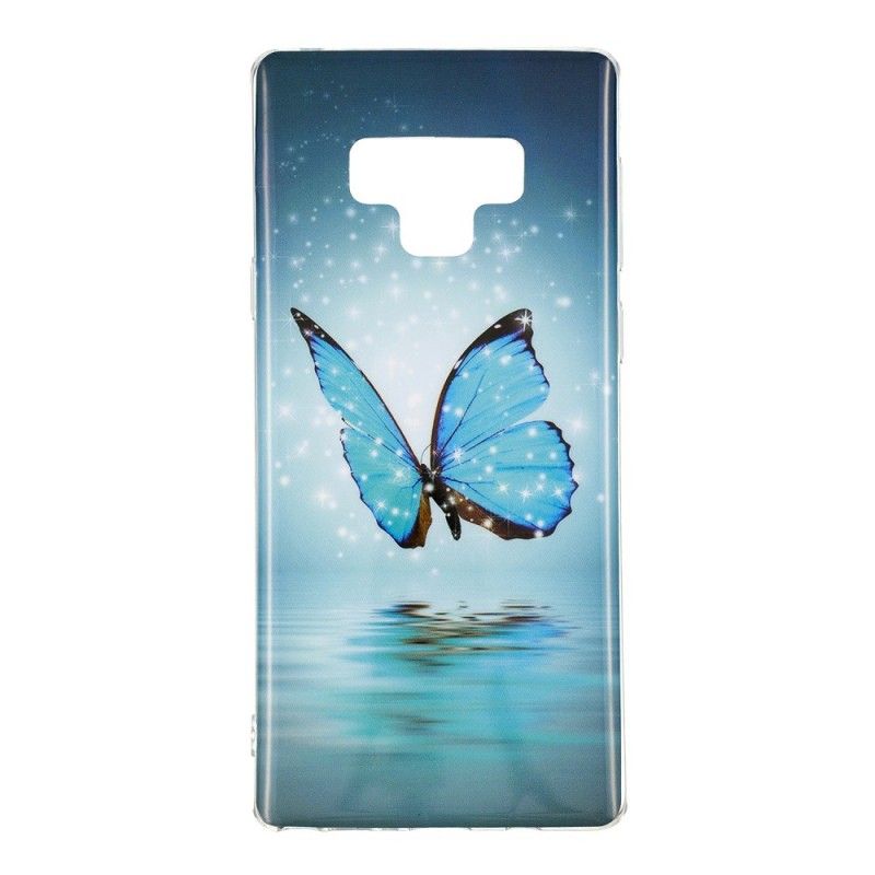 Coque Samsung Galaxy Note 9 Papillon Bleu Fluorescente