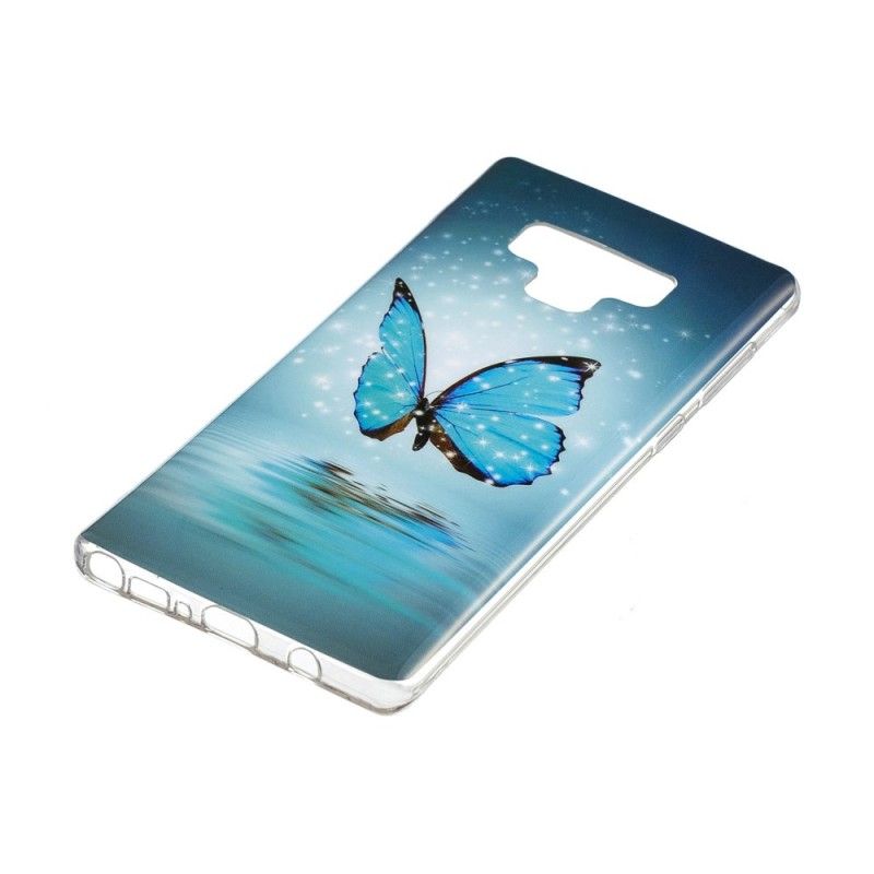 Coque Samsung Galaxy Note 9 Papillon Bleu Fluorescente