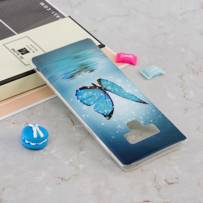 Coque Samsung Galaxy Note 9 Papillon Bleu Fluorescente