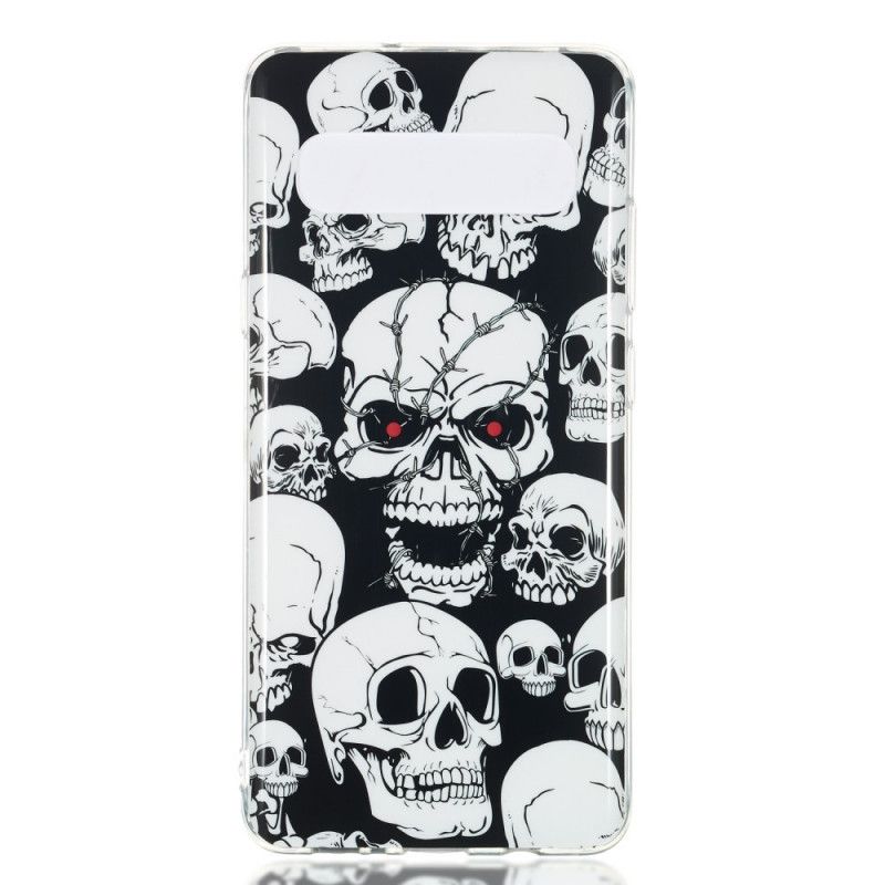 Coque Samsung Galaxy S10 5g Attention Têtes De Mort Fluorescente