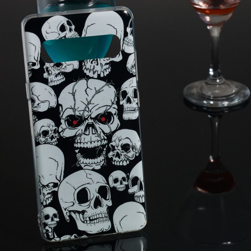 Coque Samsung Galaxy S10 5g Attention Têtes De Mort Fluorescente