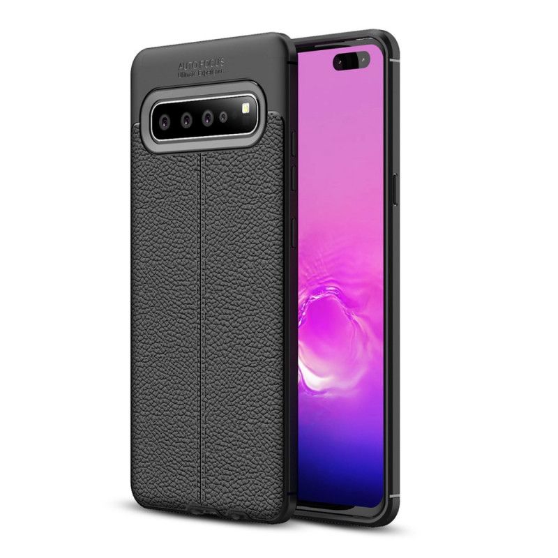 Coque Samsung Galaxy S10 5g Effet Cuir Litchi Double Line