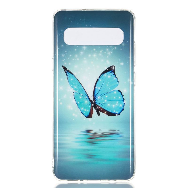 Coque Samsung Galaxy S10 5g Papillon Bleu Fluorescente