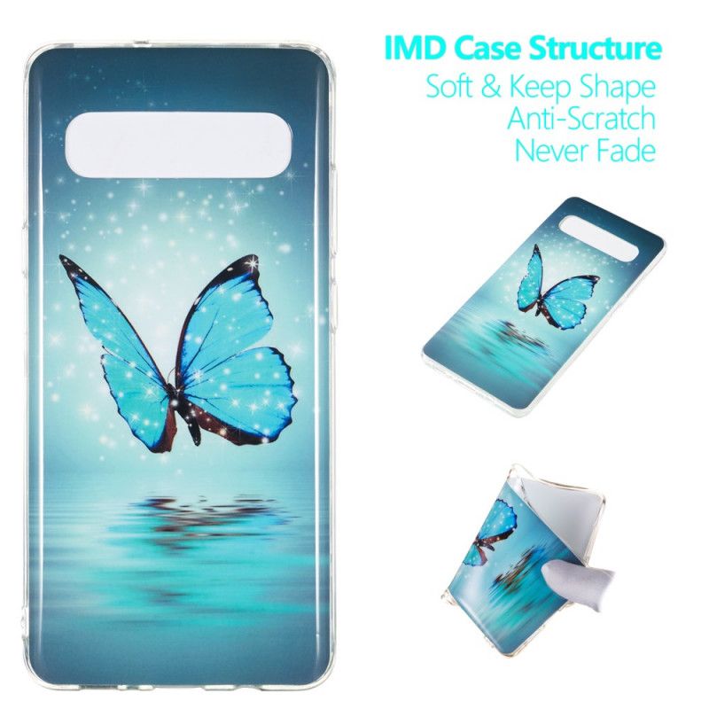 Coque Samsung Galaxy S10 5g Papillon Bleu Fluorescente