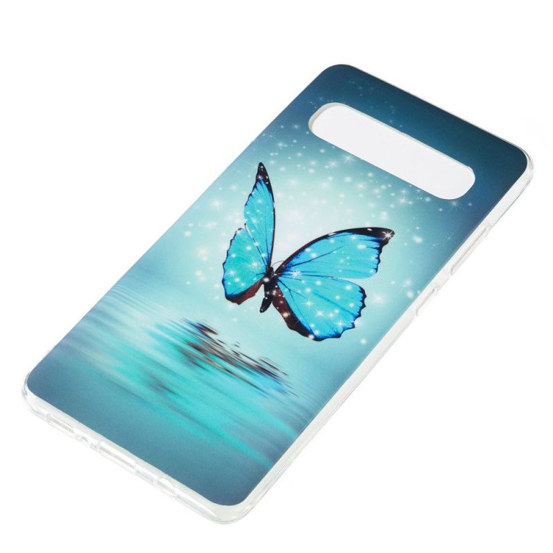 Coque Samsung Galaxy S10 5g Papillon Bleu Fluorescente
