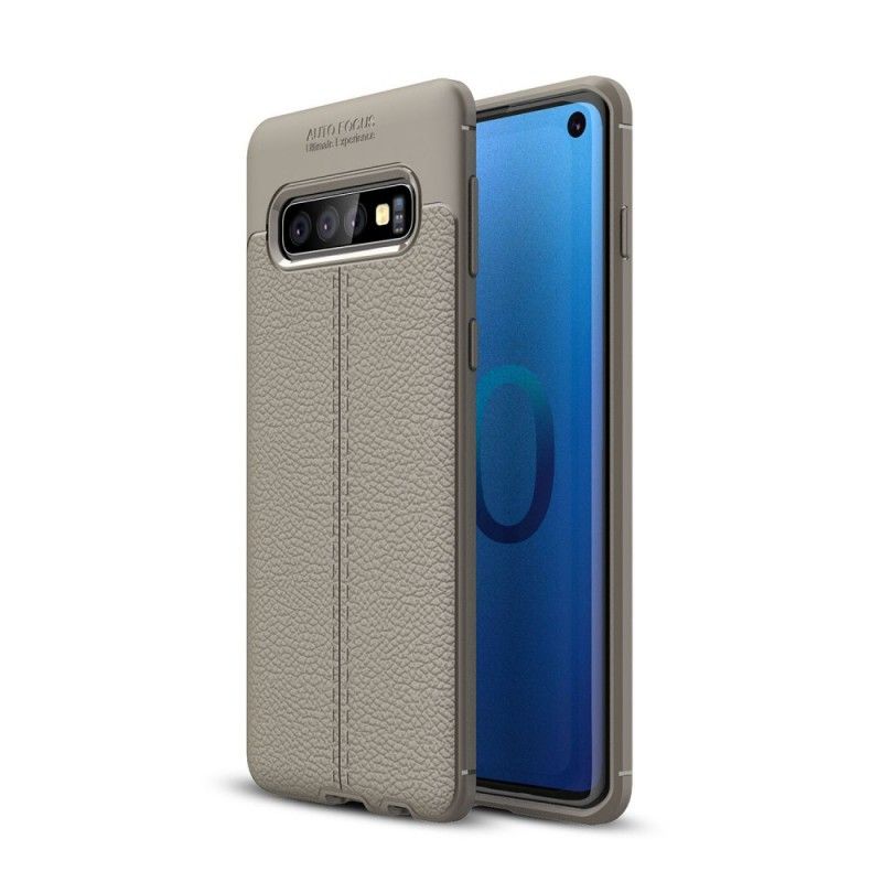 Coque Samsung Galaxy S10 Effet Cuir Litchi Double Line