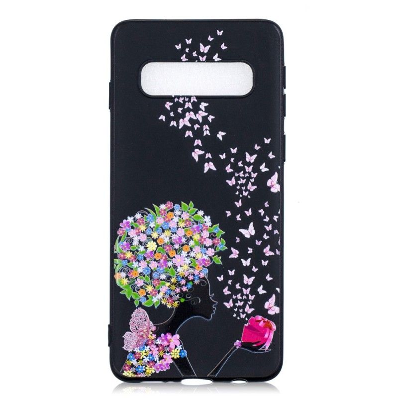 Coque Samsung Galaxy S10 Femme À La Tête Fleurie