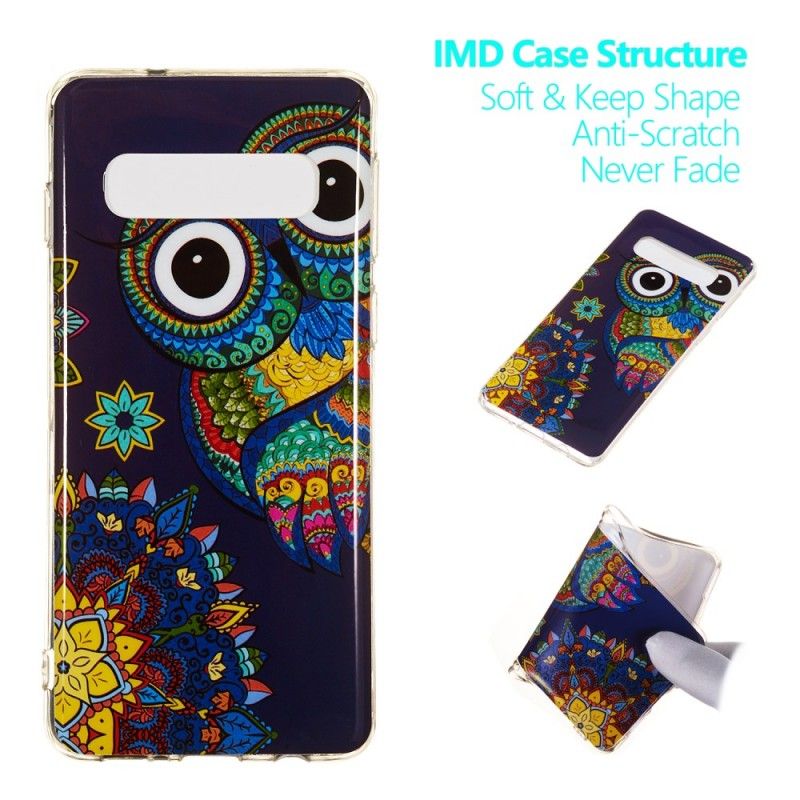 Coque Samsung Galaxy S10 Hibou Mandala Fluorescent