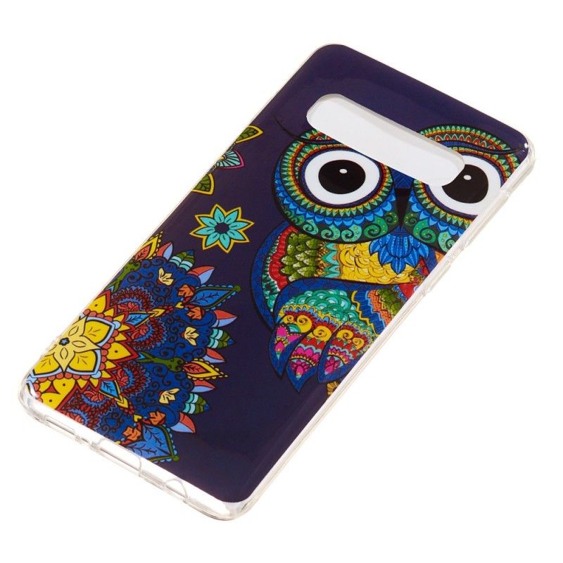 Coque Samsung Galaxy S10 Hibou Mandala Fluorescent