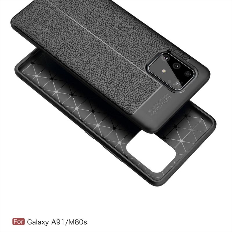 Coque Samsung Galaxy S10 Lite Effet Cuir Litchi Double Line