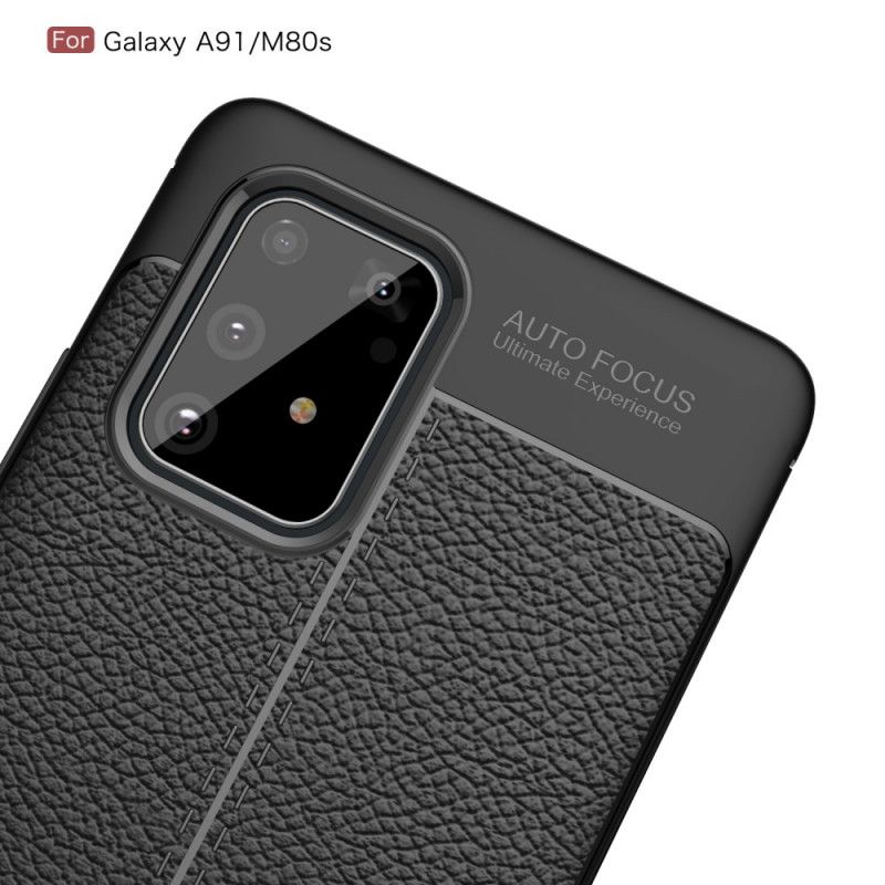 Coque Samsung Galaxy S10 Lite Effet Cuir Litchi Double Line