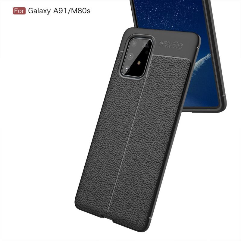 Coque Samsung Galaxy S10 Lite Effet Cuir Litchi Double Line