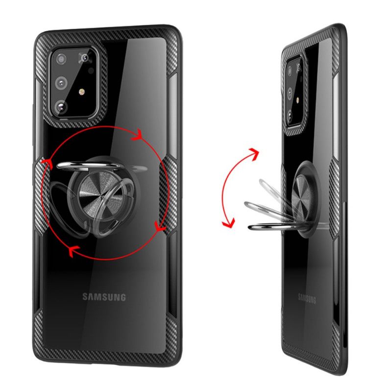 Coque Samsung Galaxy S10 Lite Fibre Carbone Anneau Métallique