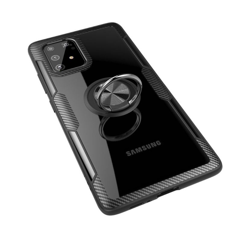 Coque Samsung Galaxy S10 Lite Fibre Carbone Anneau Métallique