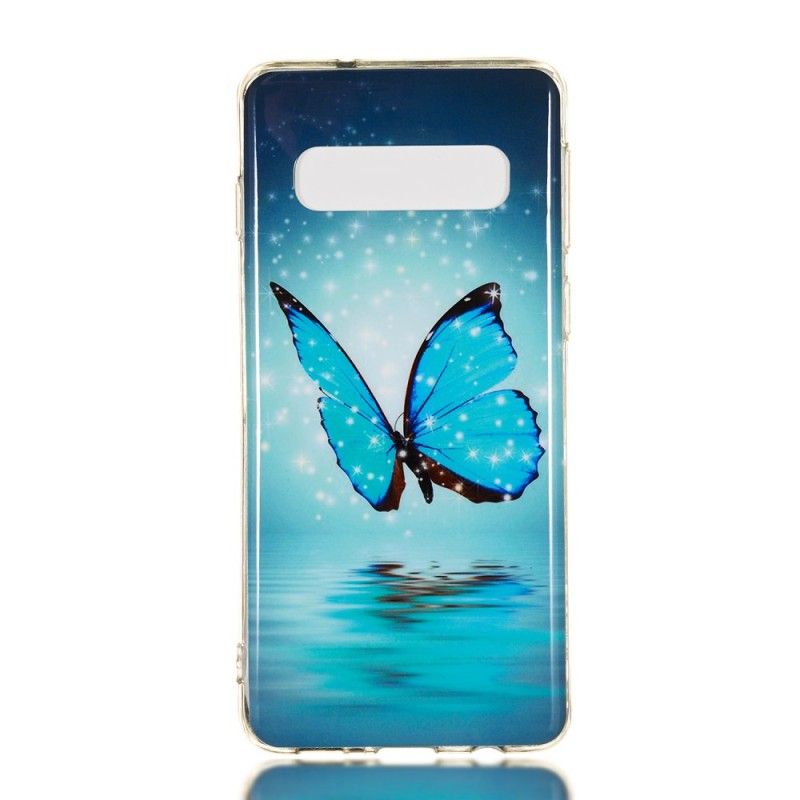 Coque Samsung Galaxy S10 Papillon Bleu Fluorescente