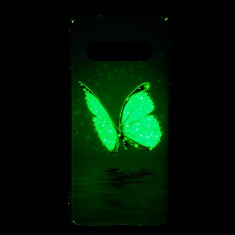 Coque Samsung Galaxy S10 Papillon Bleu Fluorescente